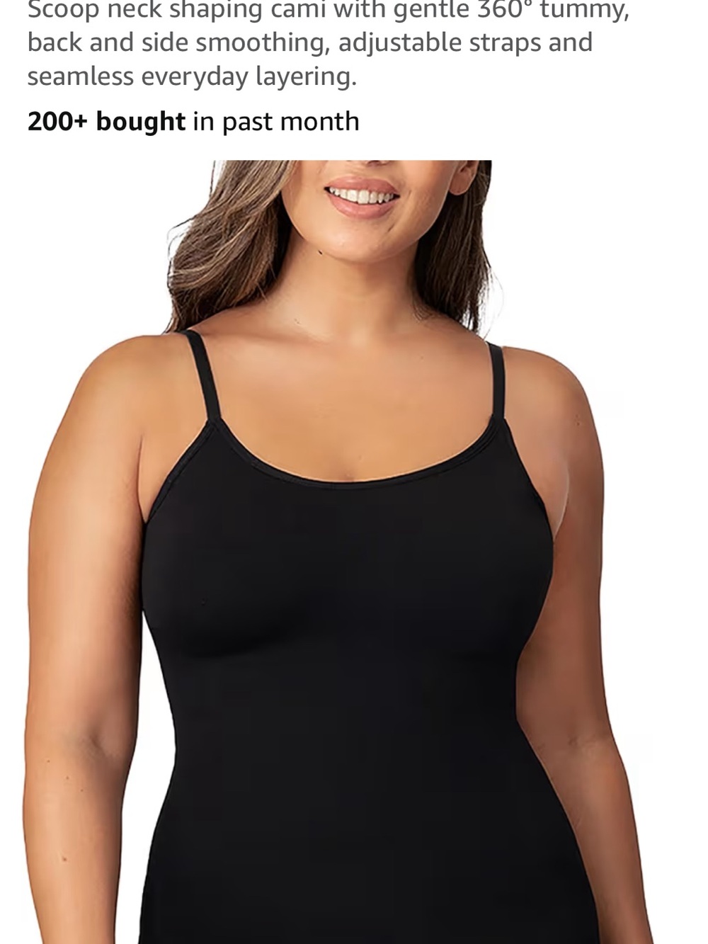 Shapermint Black Adjustable Strap Slip Tank *fits small*